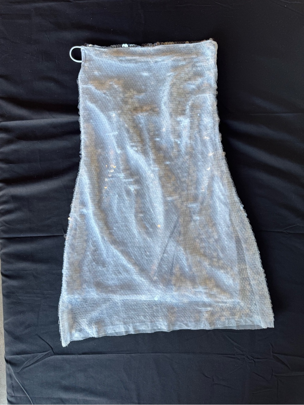 NWOT Wild Fable Sequin Strapless Tube Mini Dress Open Tie Back Light Blue XXS